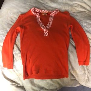Tory Burch orange 3/4 sleeve shirt